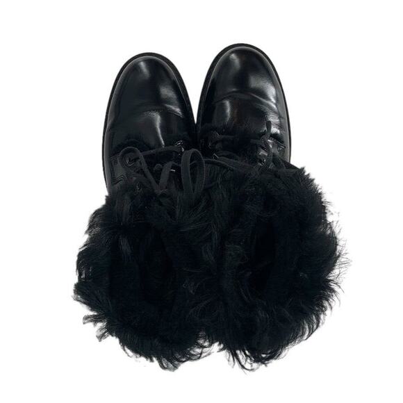 PRADA Shearling Lined Leather Ankle Boots Lace Up Size 38 Goth Combat Motorcycle - Picture 16 of 16